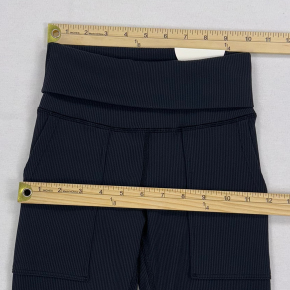 Aerie Offline Womens Fold Over Ribbed Flare Legging Small Black - Picture 13 of 16